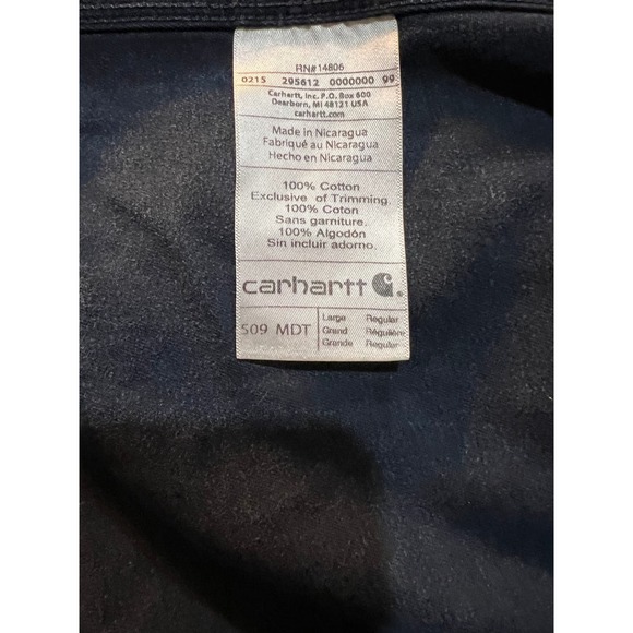 Carhartt Workwear 2 Pocket Logo Navy Long Sleeve Button Up Collar Shirt - Picture 5 of 10